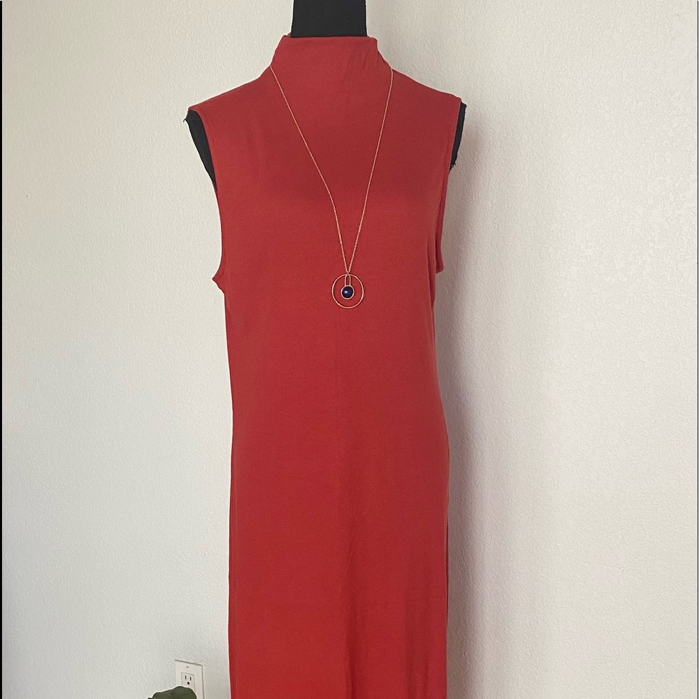 FREE necklace!! Included! Beautiful long dress Brick orange color